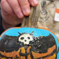 pumpkin painted with scary spider picture